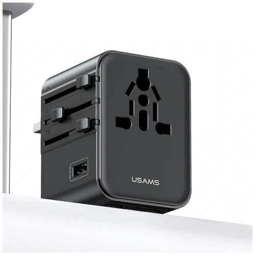 Ładowarka sieciowa USAMS Travel Adapter CC308 USB-C + USB-A 17W 4w1 US/AU/EU/UK czarny