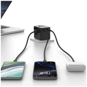 Hurtownia GSM - Adaptor de călătorie USAMS CC308 USB-C + USB-A 17W 4in1 US/AU/EU/UK negru - USA1232 - {ean13} - Hurt