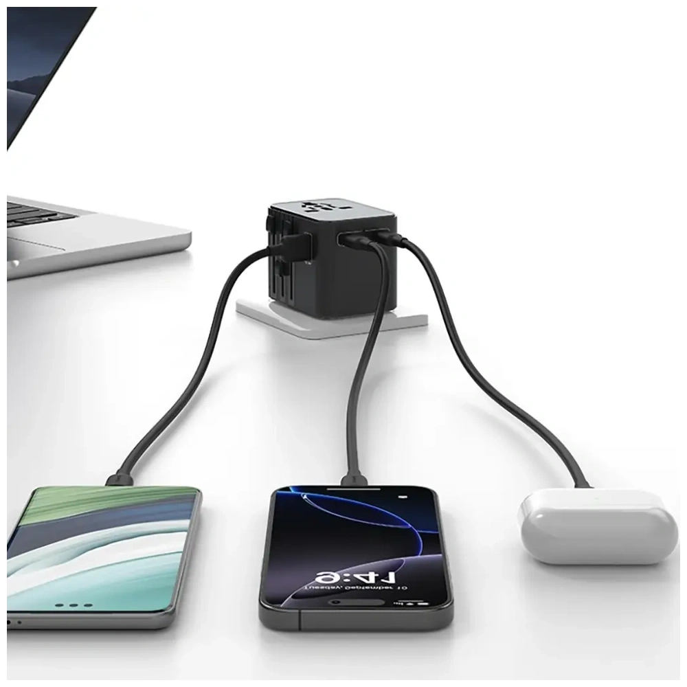 Hurtownia GSM - Adaptor de călătorie USAMS CC308 USB-C + USB-A 17W 4in1 US/AU/EU/UK negru - USA1232 - {ean13} - Hurt