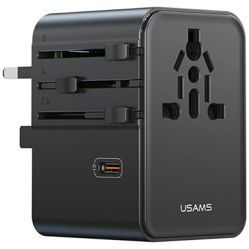 Ładowarka sieciowa USAMS Travel Adapter CC310 3xUSB-C 70W 4w1 US/AU/EU/UK czarny