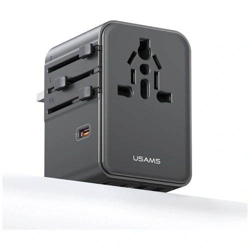 Ładowarka sieciowa USAMS Travel Adapter CC310 3xUSB-C 70W 4w1 US/AU/EU/UK czarny