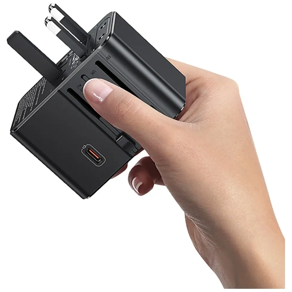 Hurtownia GSM - USAMS cestovní adaptér CC310 3xUSB-C 70W 4v1 US/AU/EU/UK černý - USA1233 - {ean13} - Hurt