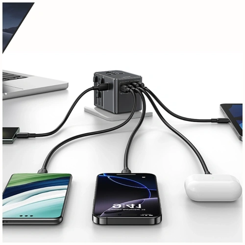 Ładowarka sieciowa USAMS Travel Adapter CC310 3xUSB-C 70W 4w1 US/AU/EU/UK czarny