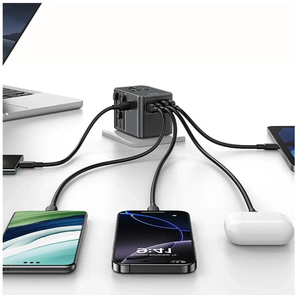 Hurtownia GSM - USAMS cestovní adaptér CC310 3xUSB-C 70W 4v1 US/AU/EU/UK černý - USA1233 - {ean13} - Hurt