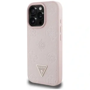 Hurtownia GSM - Guess Grained Hot Stamp Pivoňkový Trojúhelníkový Logo MagSafe Apple iPhone 16 Pro růžový - GUE4524 - {ean13} - Hurt