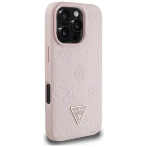 Hurtownia GSM - Guess Grained Hot Stamp Pivoňkový Trojúhelníkový Logo MagSafe Apple iPhone 16 Pro růžový - GUE4524 - {ean13} - Hurt