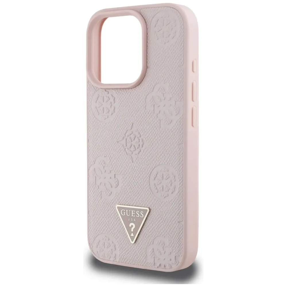 Hurtownia GSM - Guess Grained Hot Stamp Peony Triangle Logo MagSafe Apple iPhone 16 Pro rózsaszín - GUE4524 - {ean13} - Hurt