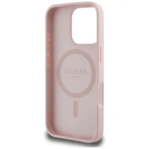 Hurtownia GSM - Guess Grained Hot Stamp Pivoňkový Trojúhelníkový Logo MagSafe Apple iPhone 16 Pro růžový - GUE4524 - {ean13} - Hurt