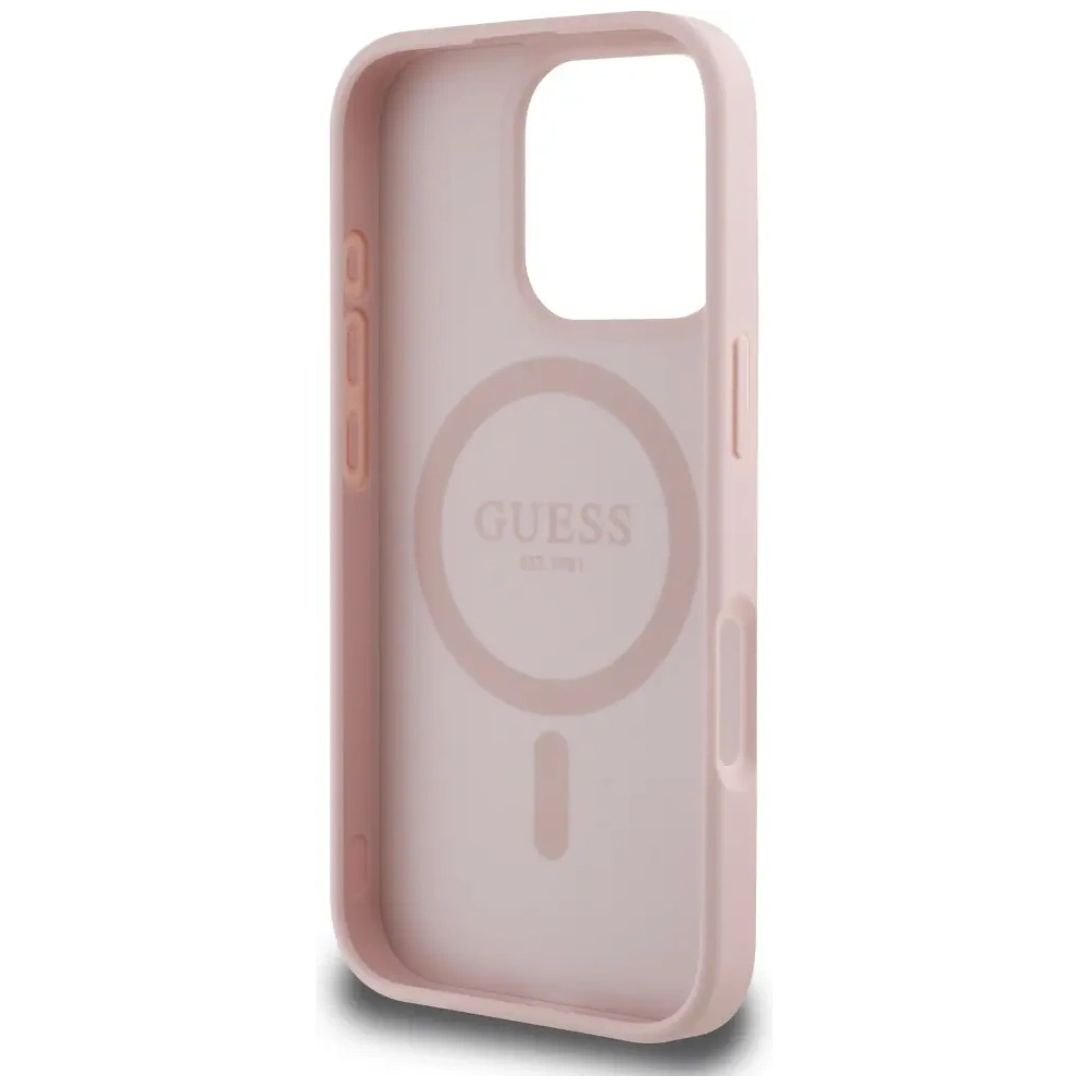 Hurtownia GSM - Guess Logo Triunghi Peony cu Stampă Termică Granulată MagSafe Apple iPhone 16 Pro roz - GUE4524 - {ean13} - Hurt