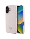 Guess Grained Hot Stamp Peony Triangle Logo MagSafe Apple iPhone 16 pink
