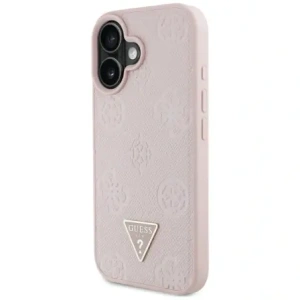 Wholesale Guess Grained Hot Stamp Peony Triangle Logo MagSafe Apple iPhone 16 pink - GUE4525 - {ean13} - Hurt