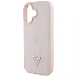 Wholesale Guess Grained Hot Stamp Peony Triangle Logo MagSafe Apple iPhone 16 pink - GUE4525 - {ean13} - Hurt