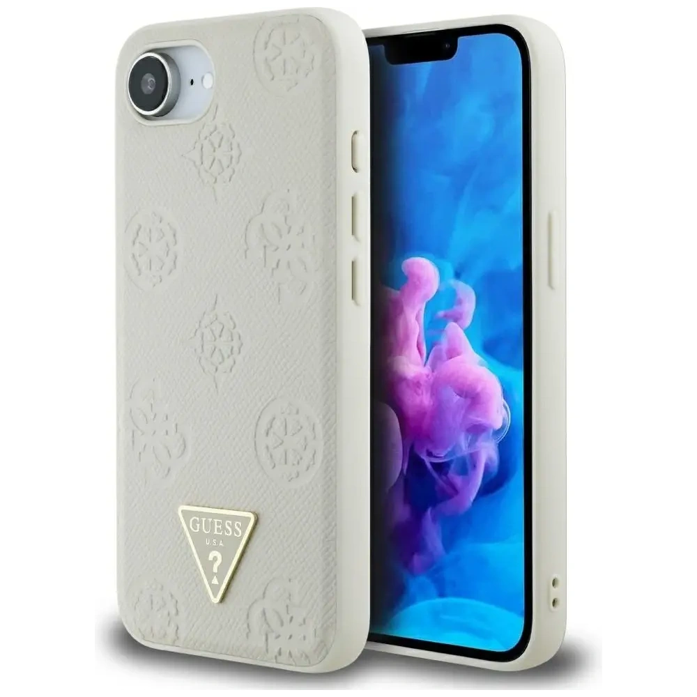 Hurtownia GSM - Guess Geprägtes Heißfolienprägedruck Pfingstrose Dreieckslogo MagSafe Apple iPhone 16e beige - GUE4526 - {ean13} - Hurt