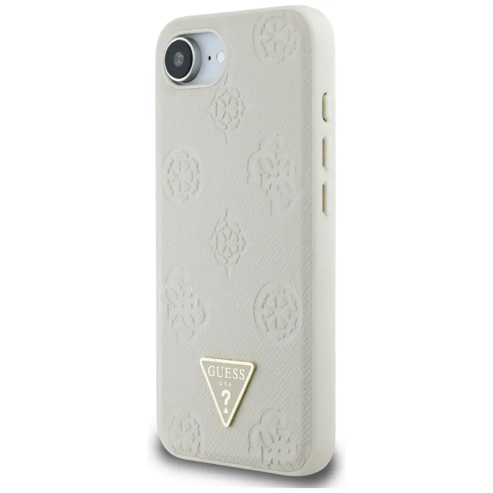 Hurtownia GSM - Guess Geprägtes Heißfolienprägedruck Pfingstrose Dreieckslogo MagSafe Apple iPhone 16e beige - GUE4526 - {ean13} - Hurt