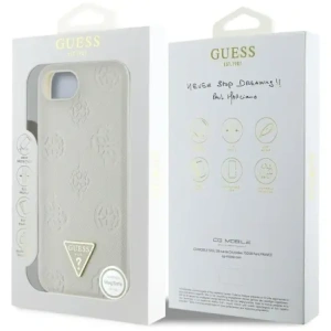Hurtownia GSM - Guess Grained Hot Stamp Pünkösdi Háromszög Logó MagSafe Apple iPhone 16e bézs - GUE4526 - {ean13} - Hurt