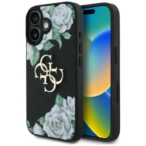 Wholesale Guess Grained Roses Big 4G logo Apple iPhone 16 black - GUE4528 - {ean13} - Hurt