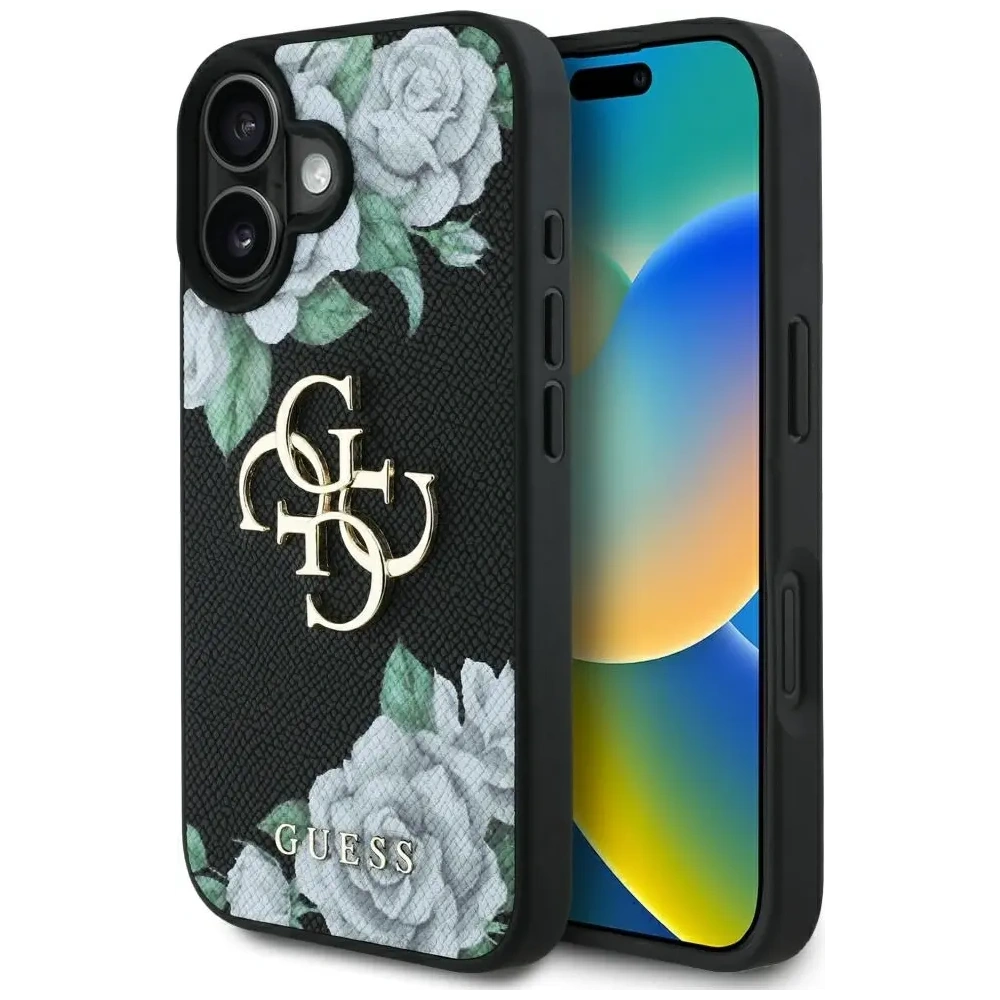 Hurtownia GSM - Guess Růžové s jemnou texturou Velké 4G logo Apple iPhone 16 černý - GUE4528 - {ean13} - Hurt