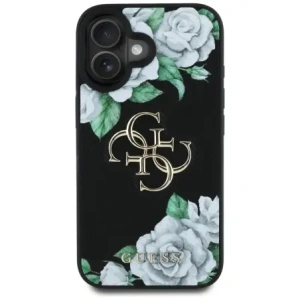Wholesale Guess Grained Roses Big 4G logo Apple iPhone 16 black - GUE4528 - {ean13} - Hurt