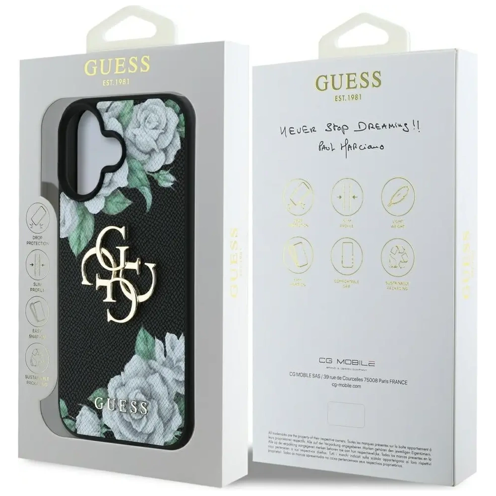 Hurtownia GSM - Guess Růžové s jemnou texturou Velké 4G logo Apple iPhone 16 černý - GUE4528 - {ean13} - Hurt