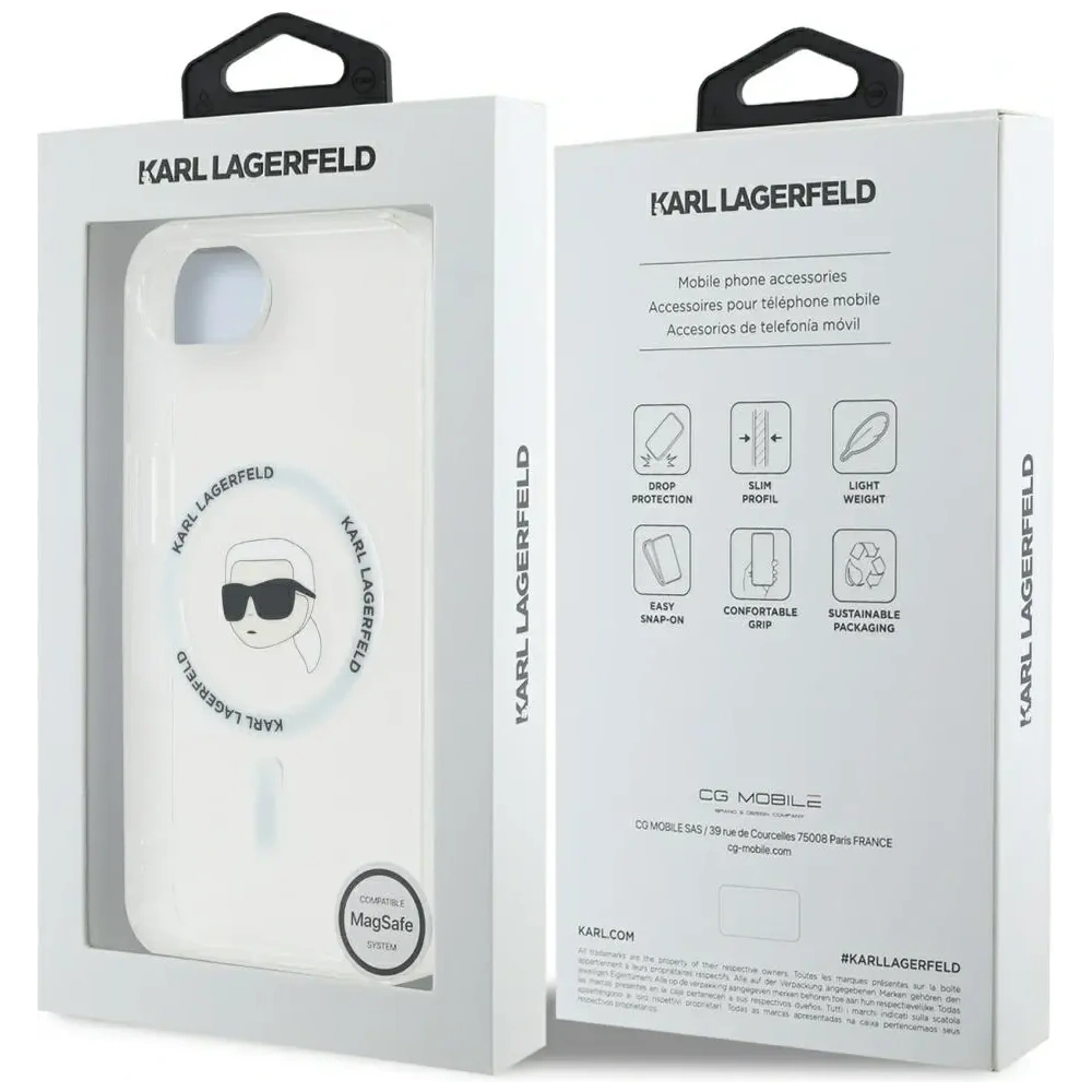 Wholesale Karl Lagerfeld IML Metal Karl Head MagSafe Apple iPhone 16e white - KLD22012 - {ean13} - Hurt
