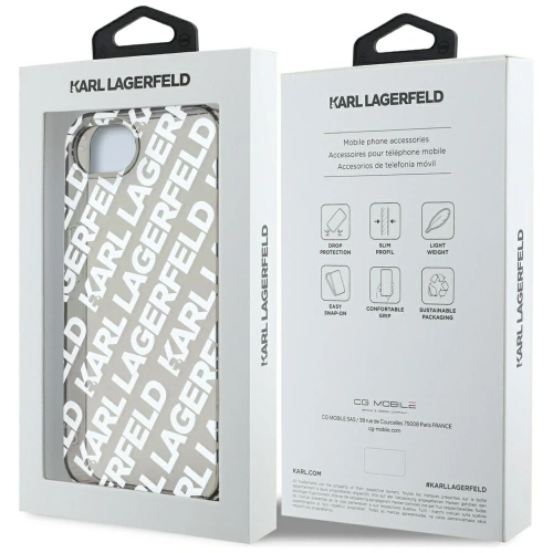 Etui Karl Lagerfeld IML Repeat Logo do Apple iPhone 16e srebrny