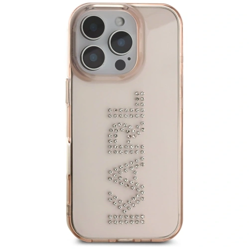 Etui Karl Lagerfeld IML Rhinestones Logo do Apple iPhone 16 Pro Max różowy