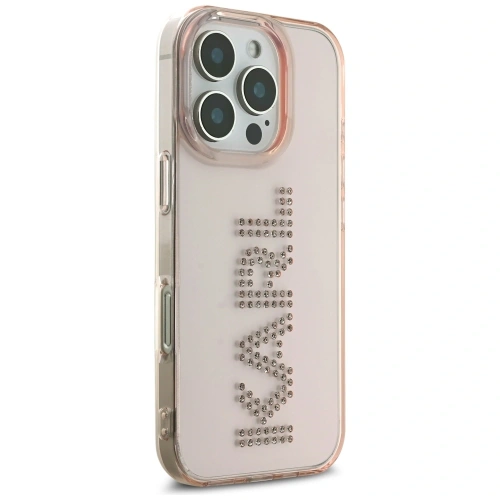 Etui Karl Lagerfeld IML Rhinestones Logo do Apple iPhone 16 Pro Max różowy