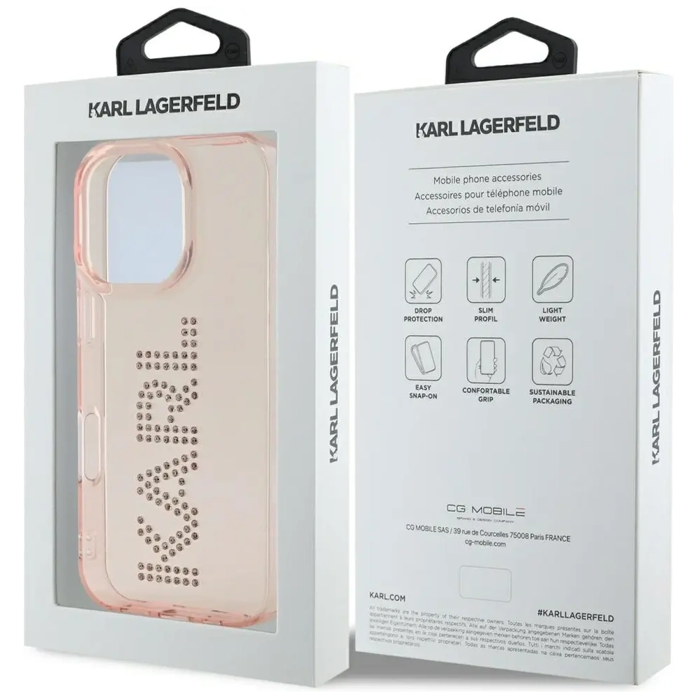 Hurtownia GSM - Karl Lagerfeld Logo cu strasuri IML Apple iPhone 16 Pro Max roz - KLD22015 - {ean13} - Hurt