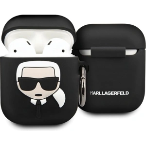 Etui Karl Lagerfeld KLACCSILKHBK Apple AirPods cover czarny/black Silicone Ikonik