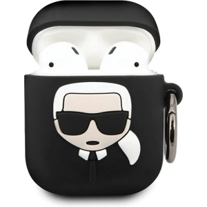 Etui Karl Lagerfeld KLACCSILKHBK Apple AirPods cover czarny/black Silicone Ikonik