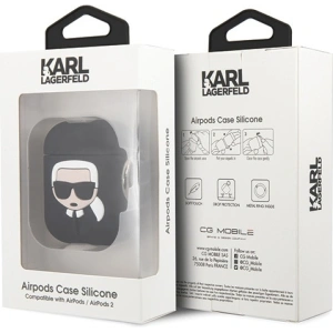 Etui Karl Lagerfeld KLACCSILKHBK Apple AirPods cover czarny/black Silicone Ikonik
