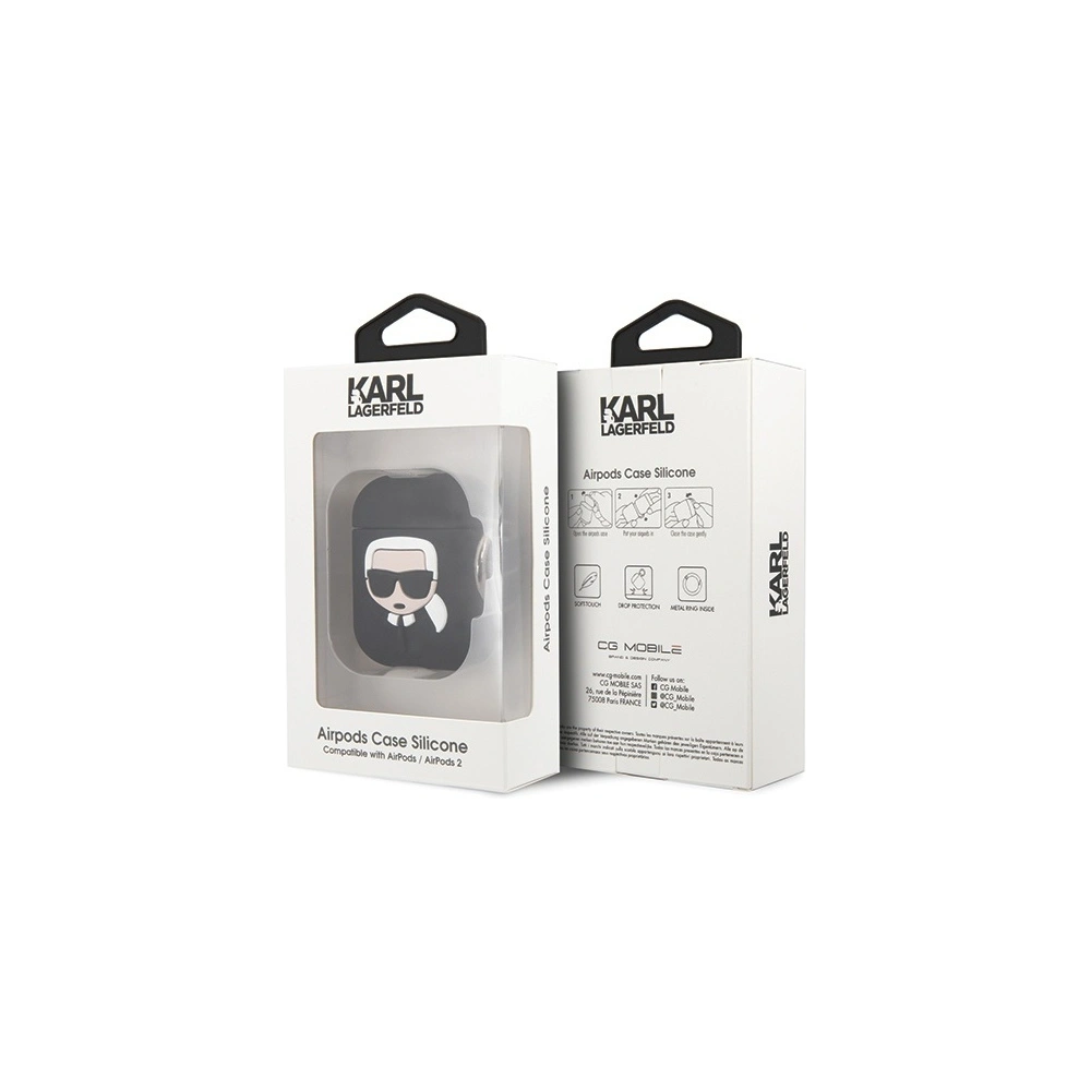 Hurtownia GSM - Etui Karl Lagerfeld KLACCSILKHBK Apple AirPods kryt černý/black silikon Ikonik - KLD290BLK - {ean13} - Hurt