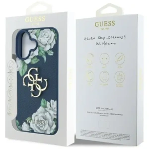 Wholesale Guess Grained Roses Big 4G logo Apple iPhone 16 blue - GUE4530 - {ean13} - Hurt