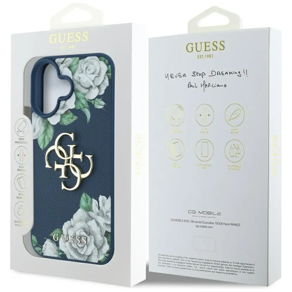 Hurtownia GSM - Guess Růžové s velkým logem 4G Apple iPhone 16 modrý - GUE4530 - {ean13} - Hurt