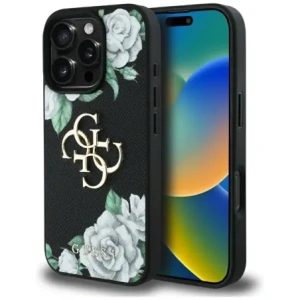 Hurtownia GSM - Guess Růžové Grained Velké 4G logo Apple iPhone 16 Pro černý - GUE4531 - {ean13} - Hurt
