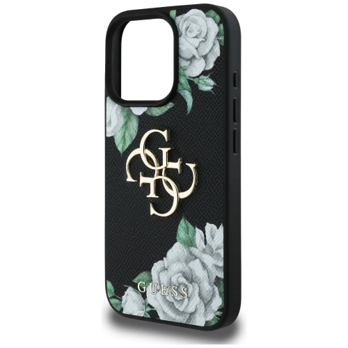 Etui Guess Grained Roses Big 4G logo do Apple iPhone 16 Pro czarny
