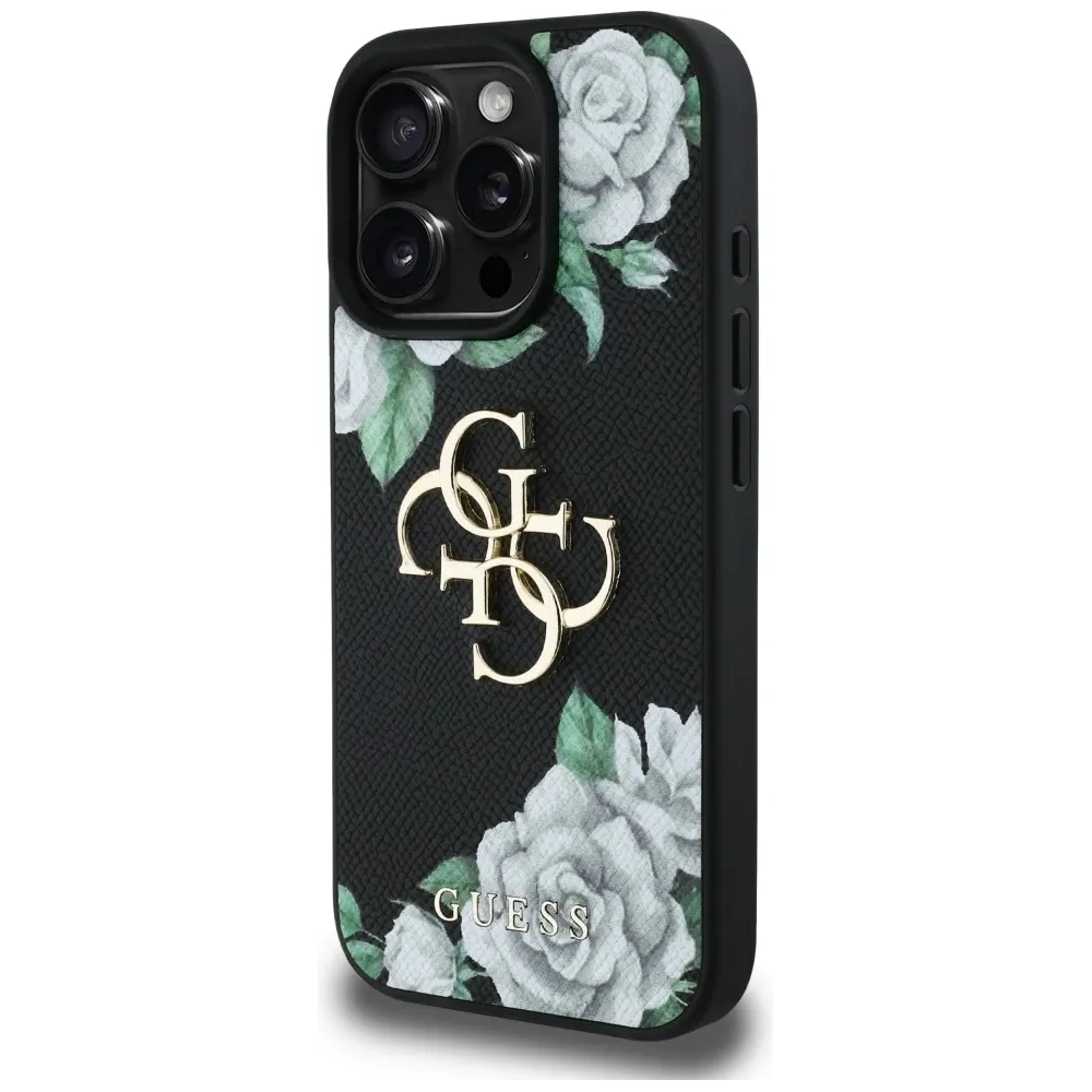 Wholesale Guess Grained Roses Big 4G logo Apple iPhone 16 Pro Max black - GUE4533 - {ean13} - Hurt