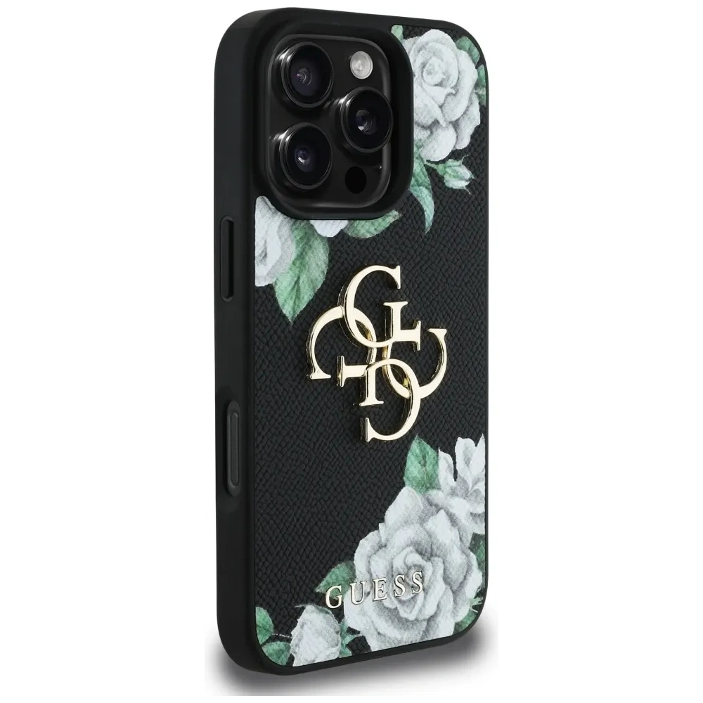 Wholesale Guess Grained Roses Big 4G logo Apple iPhone 16 Pro Max black - GUE4533 - {ean13} - Hurt