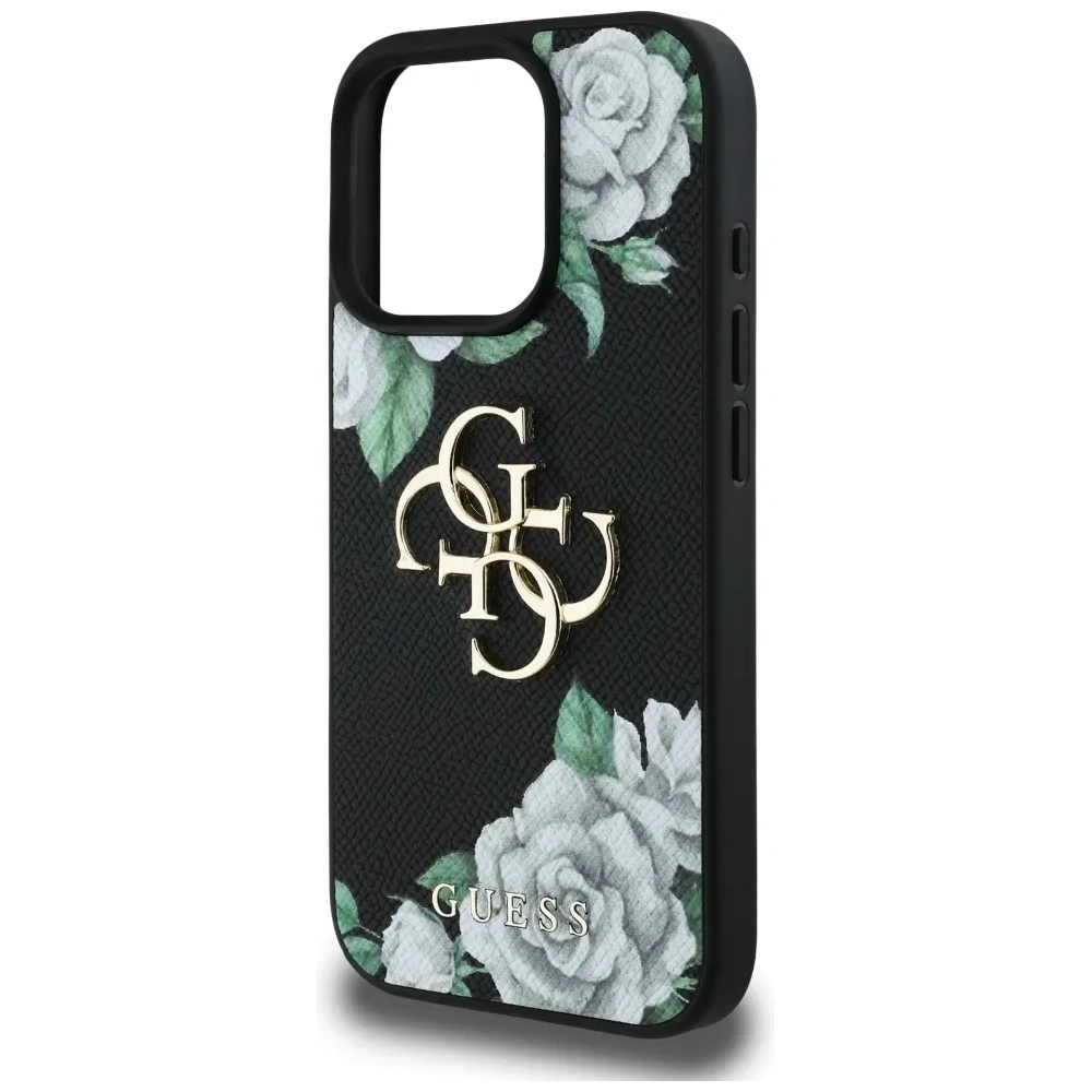Wholesale Guess Grained Roses Big 4G logo Apple iPhone 16 Pro Max black - GUE4533 - {ean13} - Hurt
