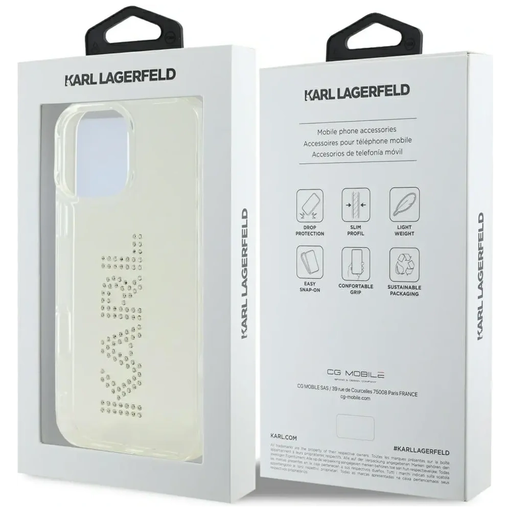 Wholesale Karl Lagerfeld IML Rhinestones Logo Apple iPhone 16 Pro clear - KLD22016 - {ean13} - Hurt