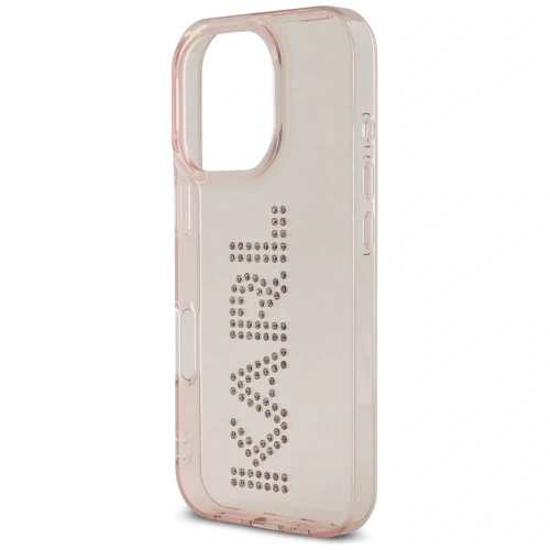 Etui Karl Lagerfeld IML Rhinestones Logo do Apple iPhone 16 Pro różowy