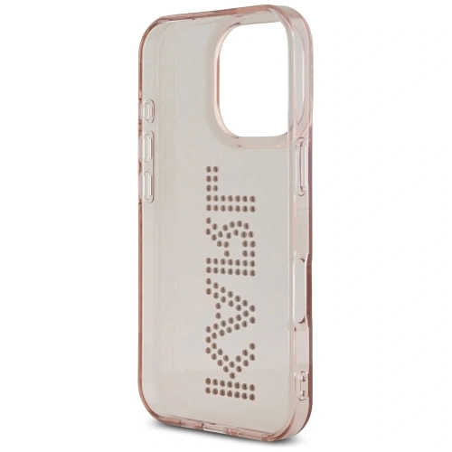 Etui Karl Lagerfeld IML Rhinestones Logo do Apple iPhone 16 Pro różowy