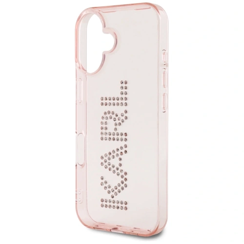 Etui Karl Lagerfeld IML Rhinestones Logo do Apple iPhone 16 różowy