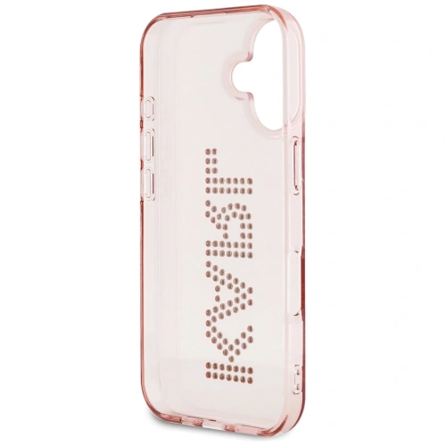 Etui Karl Lagerfeld IML Rhinestones Logo do Apple iPhone 16 różowy