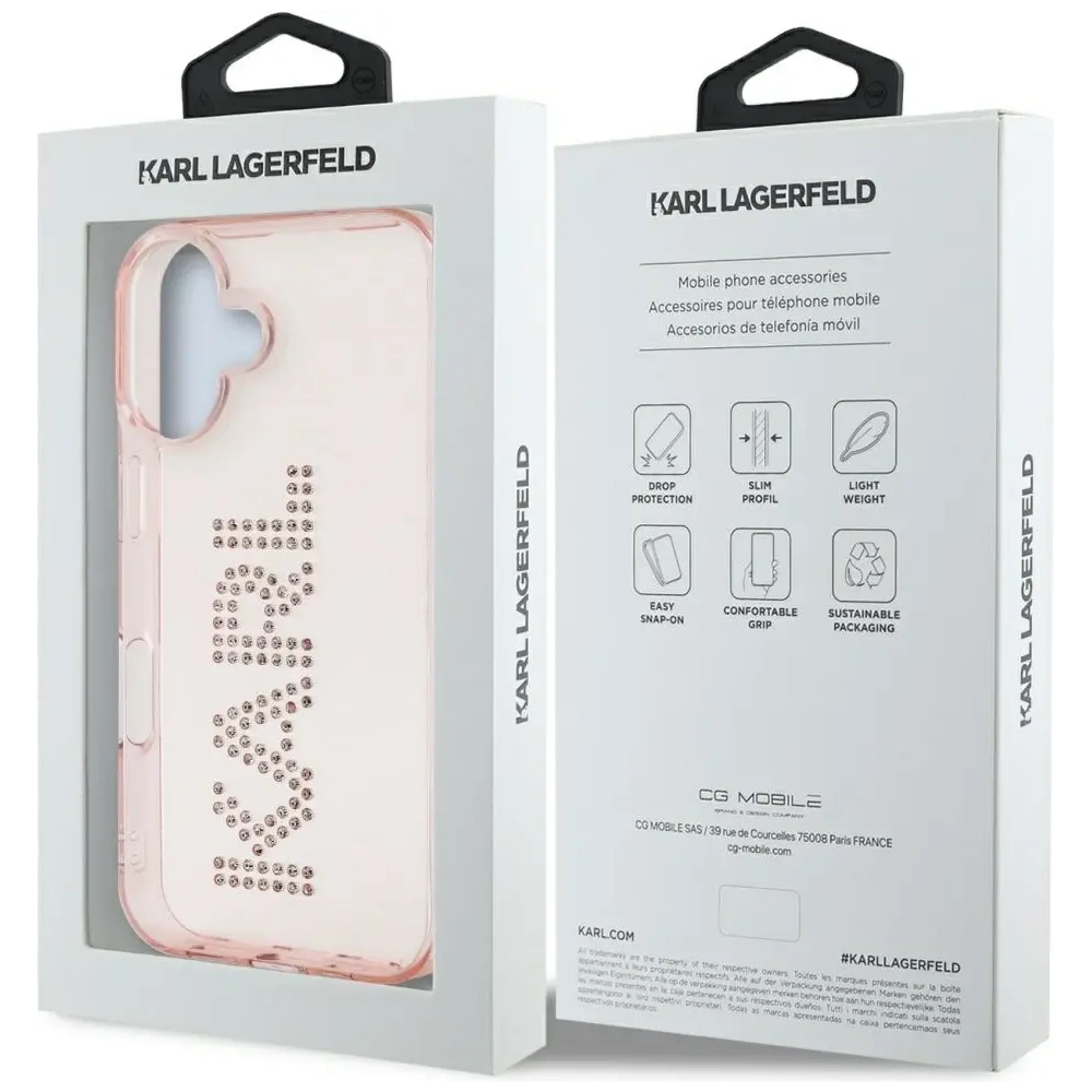 Hurtownia GSM - Karl Lagerfeld Logo cu cristale IML Apple iPhone 16 roz - KLD22018 - {ean13} - Hurt