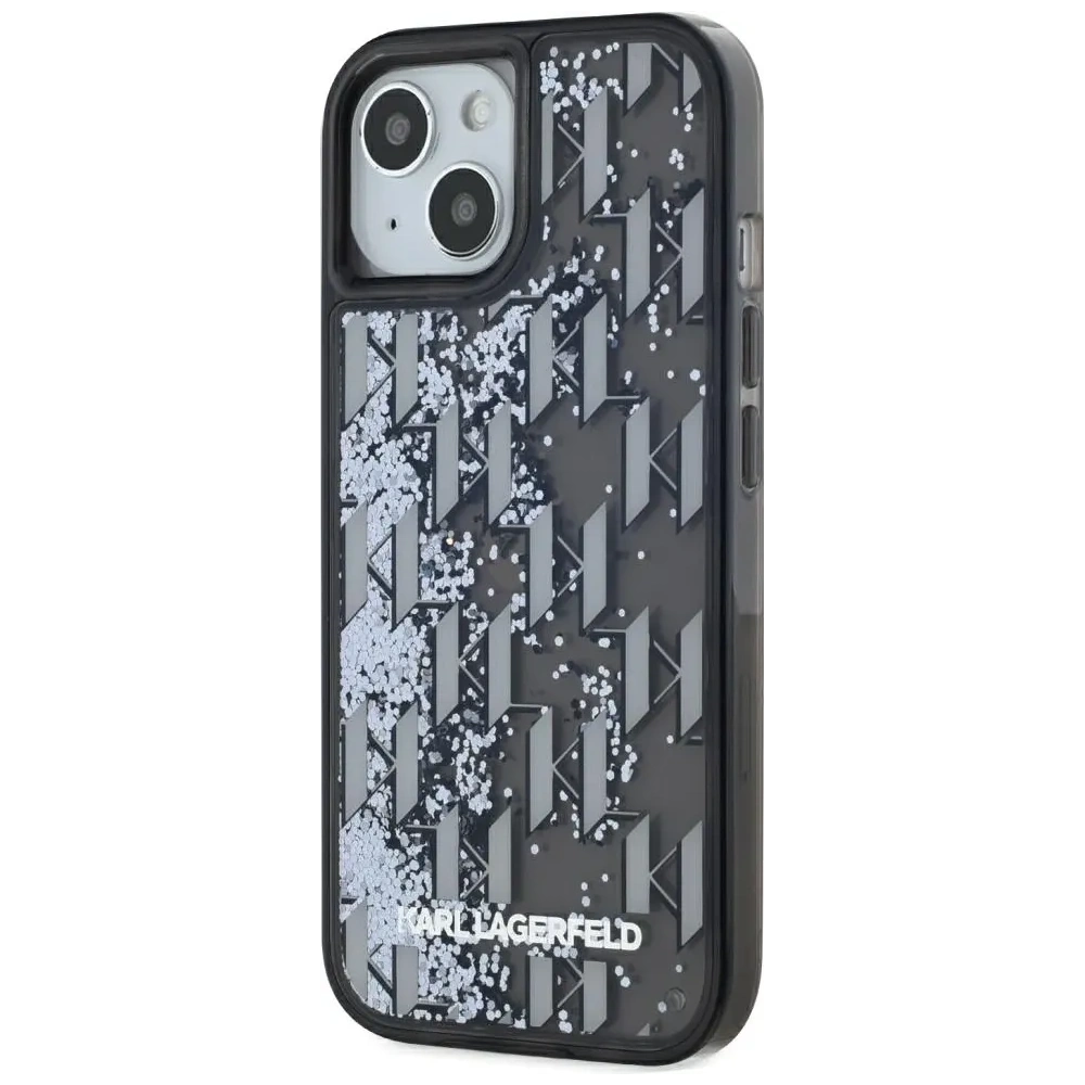 Wholesale Karl Lagerfeld Liquide Glitter Monogram Gradient Apple iPhone 15 black - KLD22020 - {ean13} - Hurt