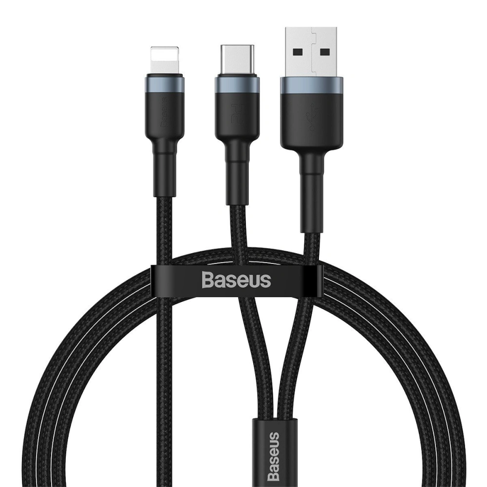Hurtownia GSM - Kabel USB / USB Typ C - Lightning Baseus Cafule PD 18W 2,4A 480 Mbps 1,2m (černá-šedá) - BSU1502BLKGRY - {ean13} - Hurt