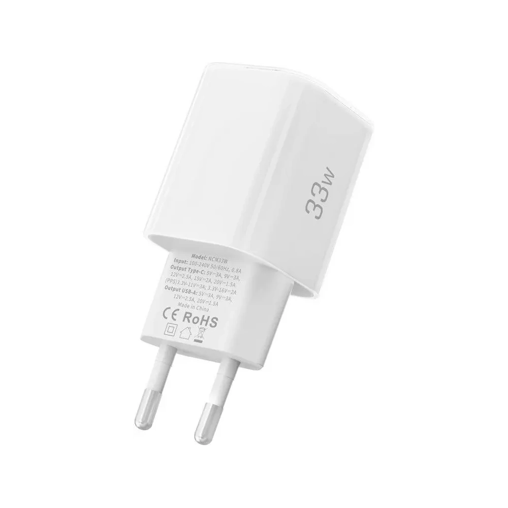Hurtownia GSM - Tech-Protect NCM33W 2-portos USB-A, USB-C hálózati töltő PD 33W / QC3.0 Fehér - THP4120 - {ean13} - Hurt
