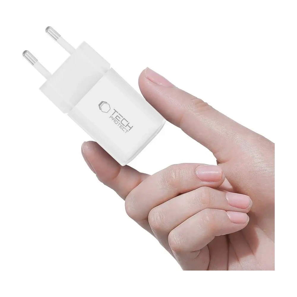 Hurtownia GSM - Tech-Protect NCM33W 2-portos USB-A, USB-C hálózati töltő PD 33W / QC3.0 Fehér - THP4120 - {ean13} - Hurt