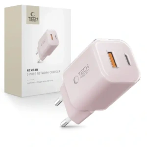 Hurtownia GSM - Tech-Protect NCM33W 2-Port USB-A, USB-C Netzladegerät PD 33W / QC3.0 Baby Pink - THP4122 - {ean13} - Hurt